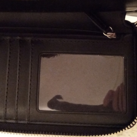 Authentic Michael kors mk logo pebbled leather wristlet black - Picture 3 of 4